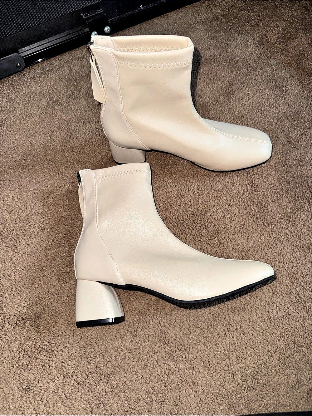 White Heeled Ankle Boots Like New
